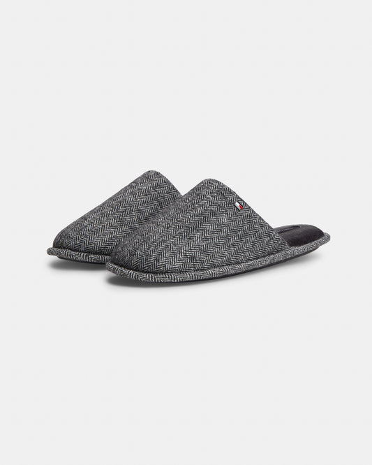 Tommy Hilfiger Herringbone Mens Hilfiger House Shoes - Universal Grey | CHO | Designer Mens House Shoes