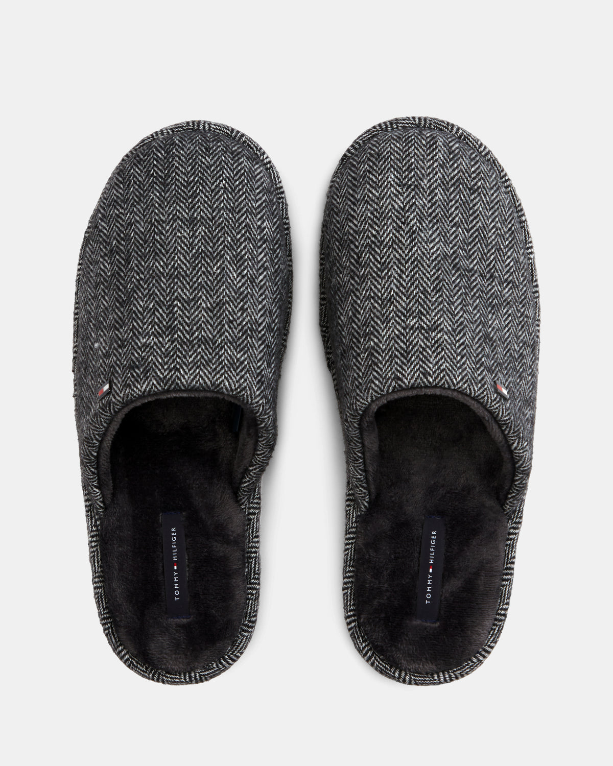 Tommy Hilfiger Herringbone Mens Hilfiger House Shoes - Universal Grey