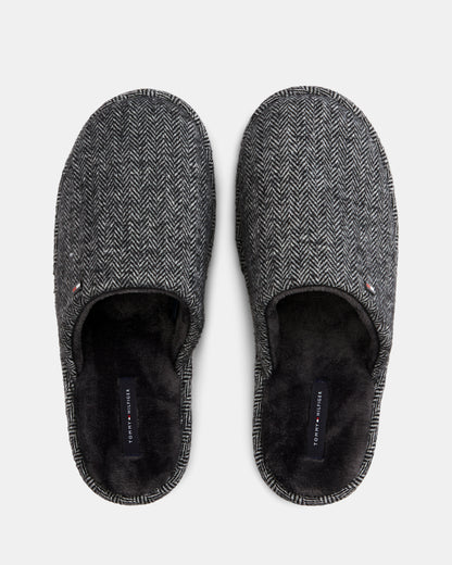 Tommy Hilfiger Herringbone Mens Hilfiger House Shoes - Universal Grey