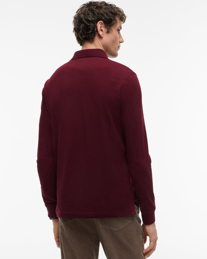 Tommy Hilfiger 1985 Regular Long Sleeve Mens Polo Shirt - Burgundy | CHO | Designer Mens Long Sleeve Polo Shirts
