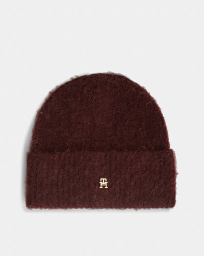 Tommy Hilfiger TH Elevated Chic Womens Beanie - Deep Burgundy | CHO | Designer Womens Beanies