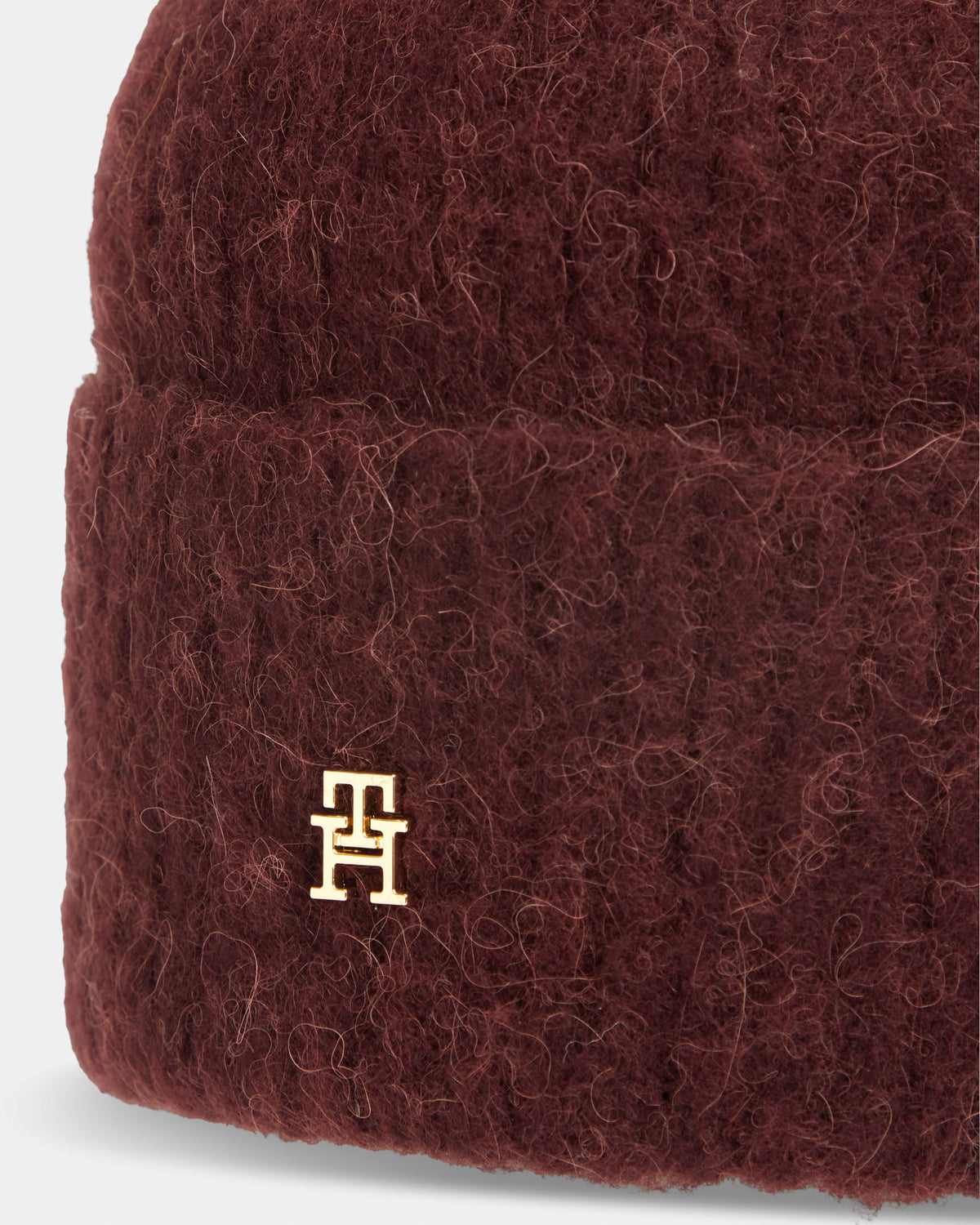 Tommy Hilfiger TH Elevated Chic Womens Beanie - Deep Burgundy | CHO | Designer Womens Beanies