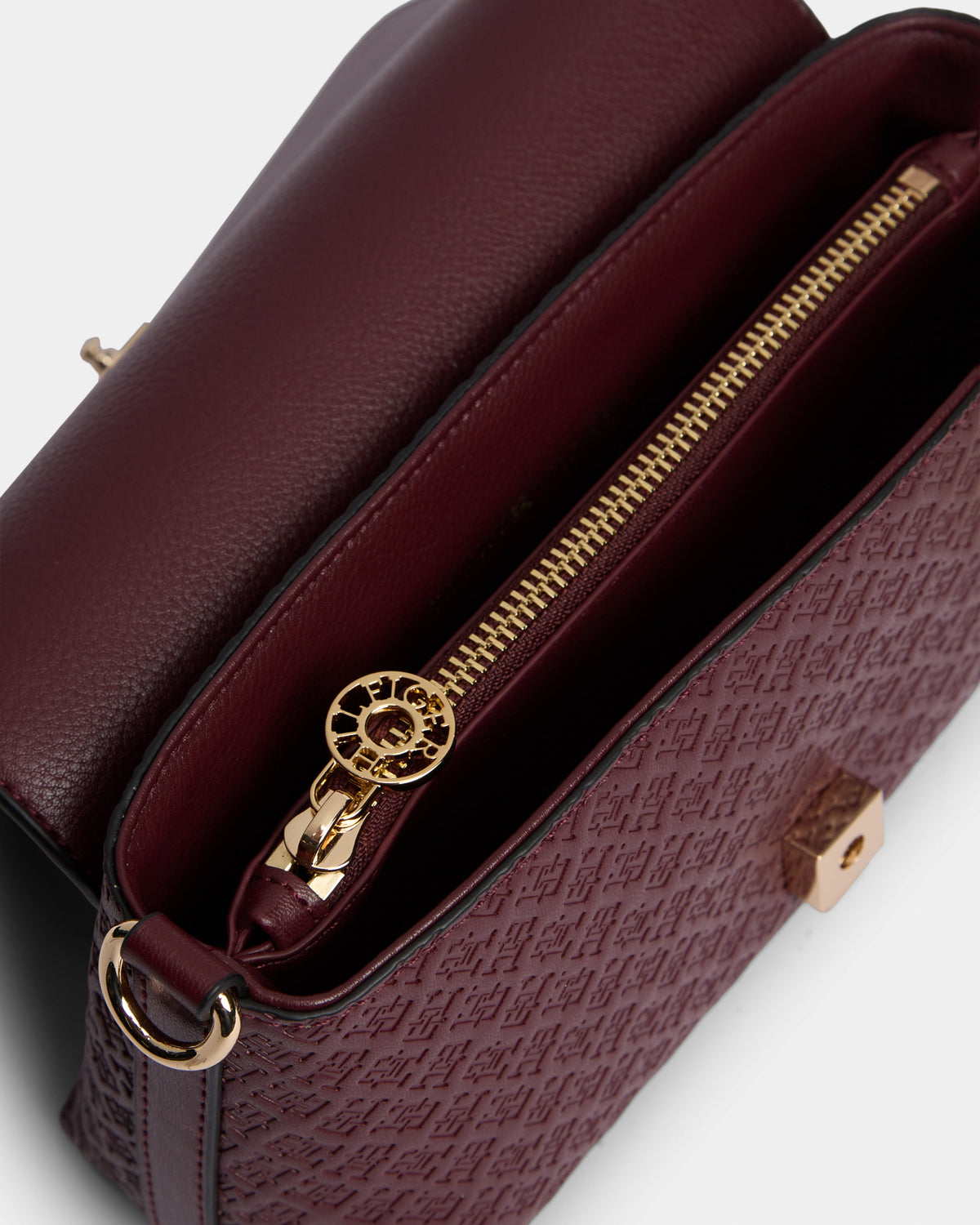 Tommy Hilfiger TH Icon Conv Womens Mono Print Crossover Bag - Oxblood | CHO | Designer Womens Shoulder Bags