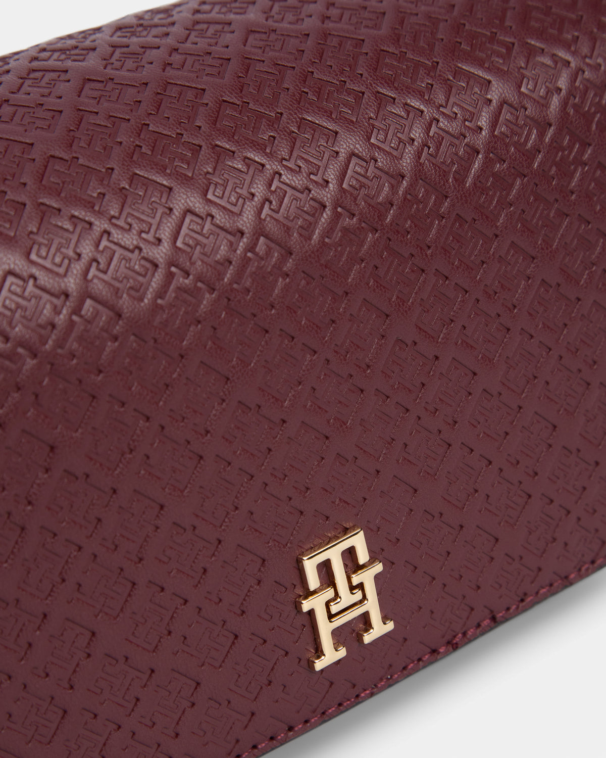 Tommy Hilfiger TH Icon Conv Womens Mono Print Crossover Bag - Oxblood | CHO | Designer Womens Shoulder Bags