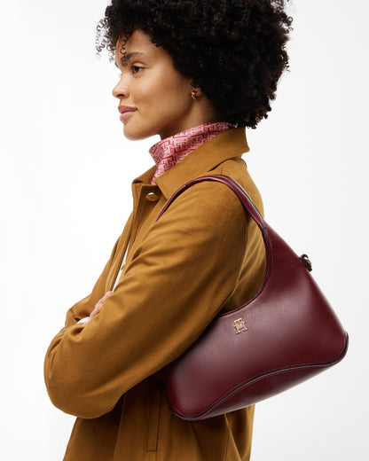 Tommy Hilfiger TH Everyday Womens Mini Hobo Bag - Oxblood | CHO | Designer Womens Shoulder Bags