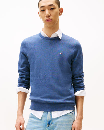 Tommy Hilfiger Essential Cotton Crew Neck Mens Sweatshirt - Aegean Sea Heather