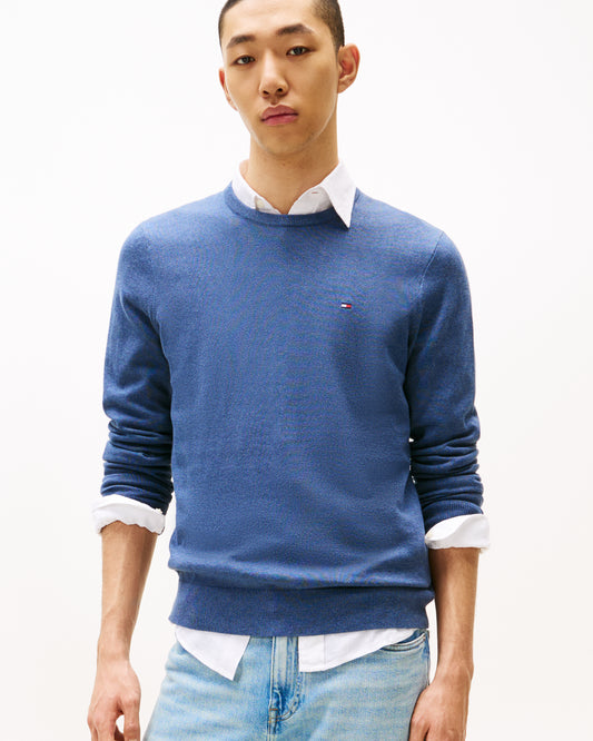 Tommy Hilfiger Essential Cotton Crew Neck Mens Sweatshirt - Aegean Sea Heather