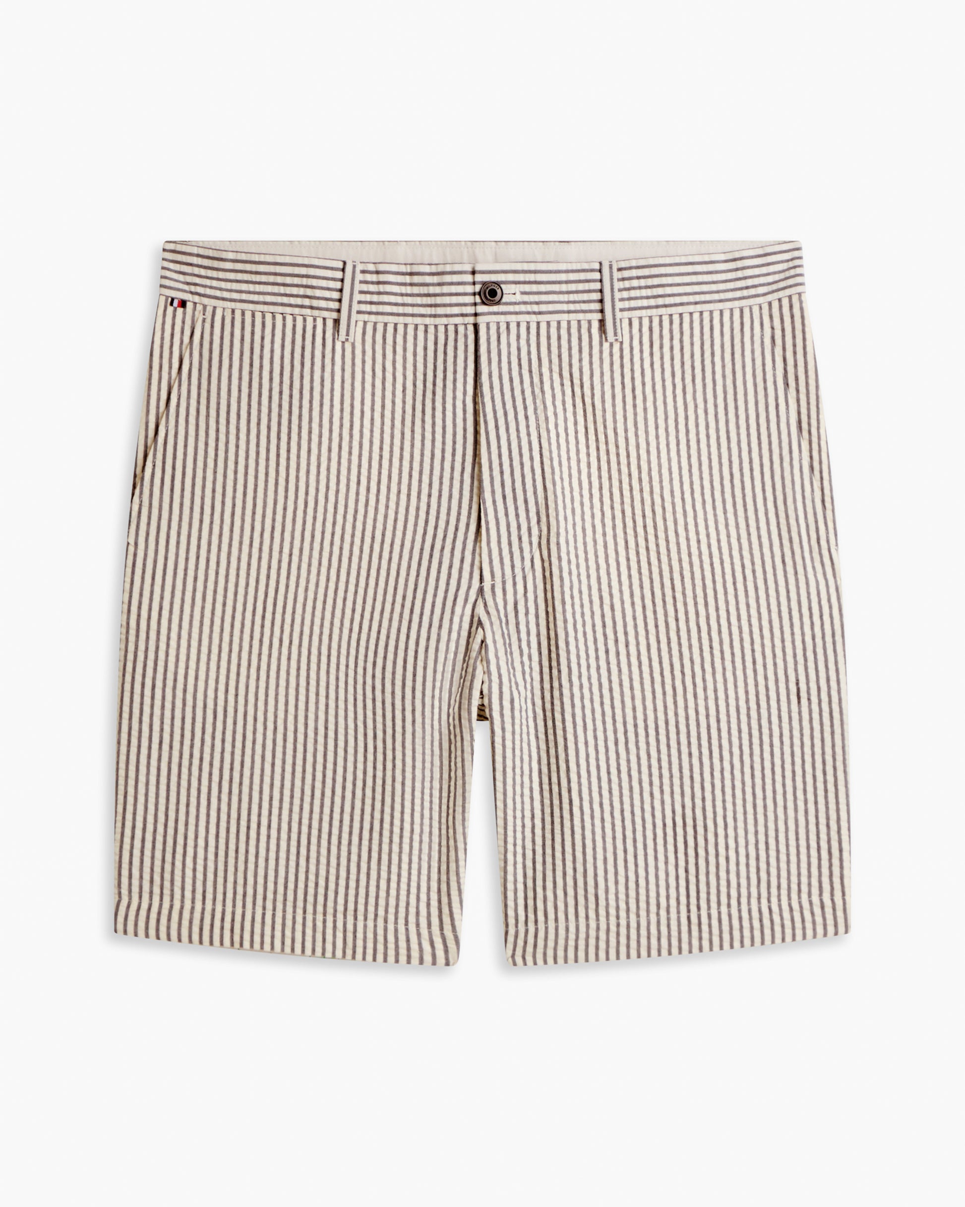 Tommy Hilfiger Dover 8 Inch Seersucker Strip Mens Shorts - Desert Sky/Ecru | CHO | Designer Mens Chino Shorts