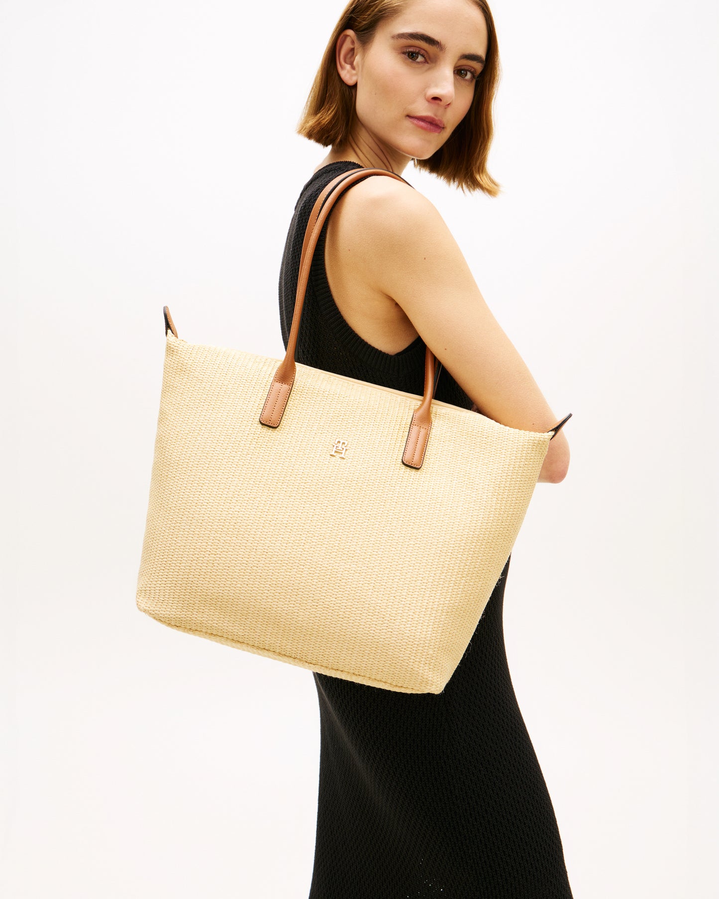 Tommy Hilfiger Popette Raffia Womens Tote Bag - Natural Raffia | CHO | Designer Womens Tote Bags
