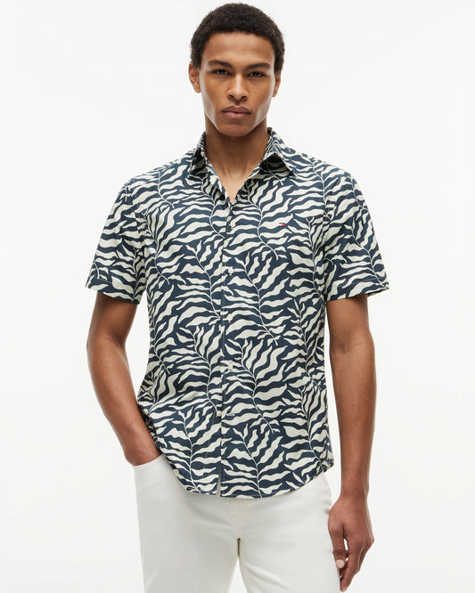 Tommy Hilfiger Papertouch Palm Mens Short Sleeve Shirt - Black/Allover