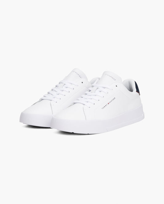 Tommy Hilfiger Court Leather Detailed Mens Trainer - White/Desert Sky