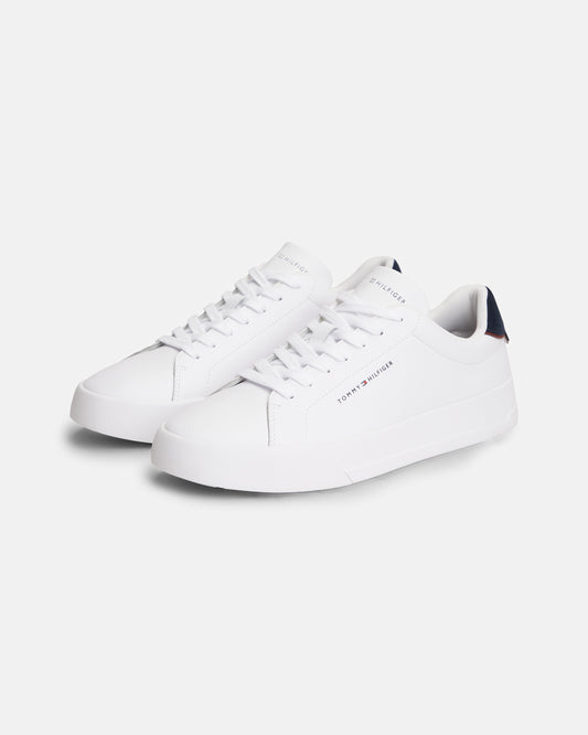 Tommy Hilfiger Court Leather Detailed Mens Trainer - White/Desert Sky