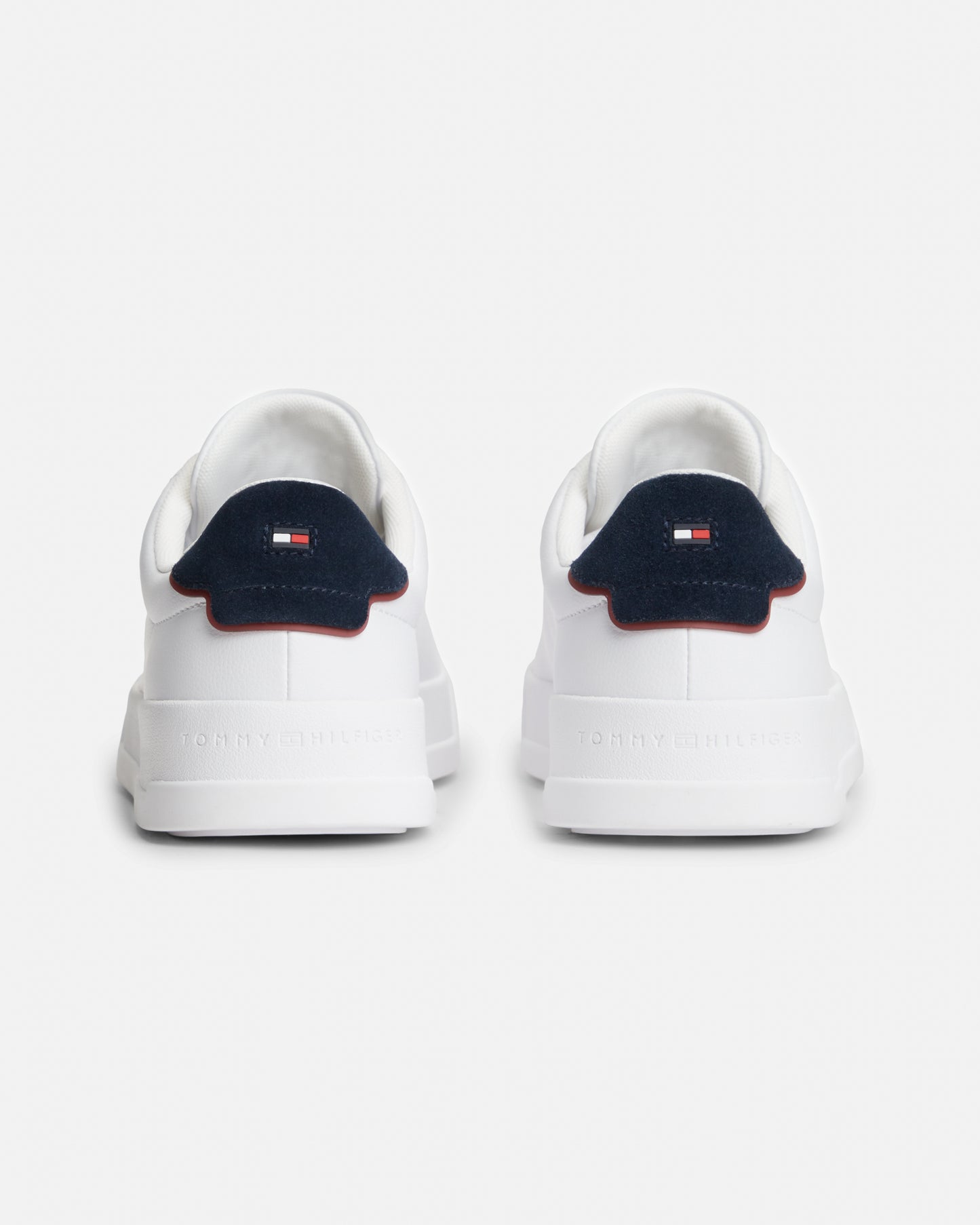 Tommy Hilfiger Court Leather Detailed Mens Trainer - White/Desert Sky | CHO | Designer Mens Trainers