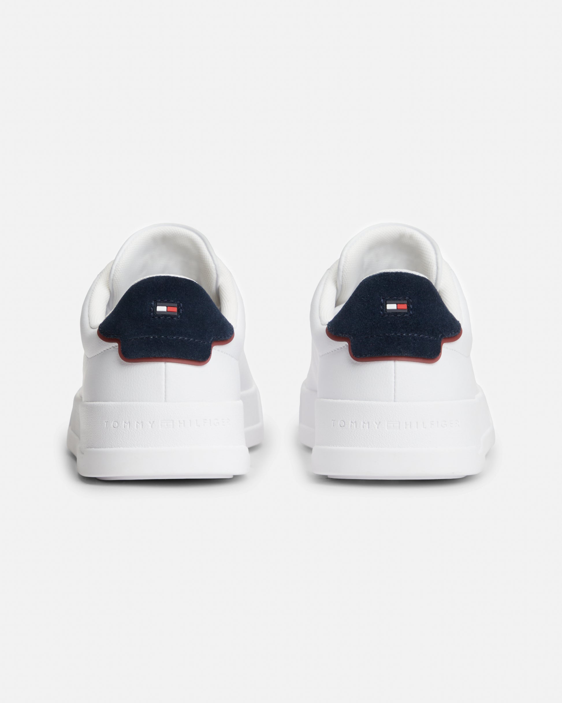 Tommy Hilfiger Court Leather Detailed Mens Trainer - White/Desert Sky | CHO | Designer Mens Trainers