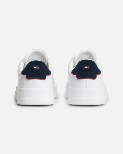 Tommy Hilfiger Court Leather Detailed Mens Trainer - White/Desert Sky | CHO | Designer Mens Trainers