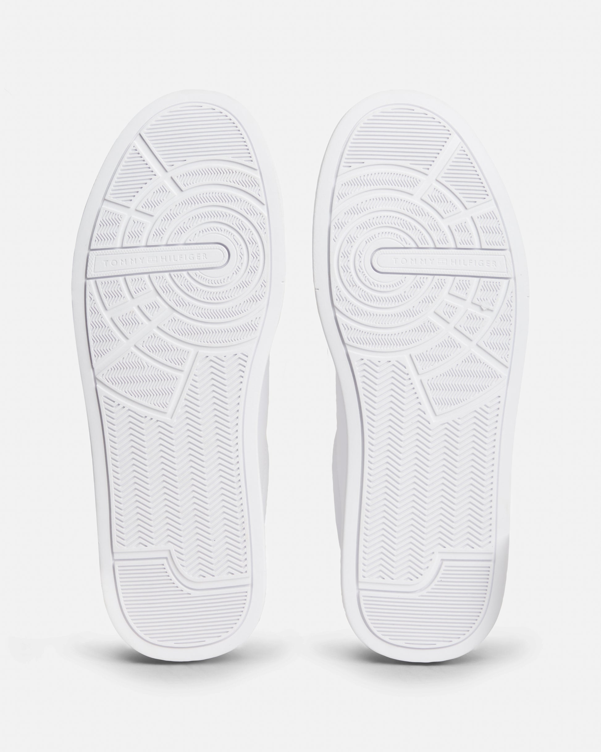 Tommy Hilfiger Court Leather Detailed Mens Trainer - White/Desert Sky | CHO | Designer Mens Trainers