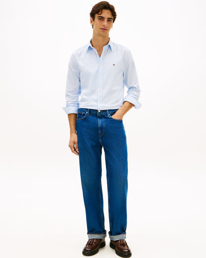 Tommy Hilfiger Flex Poplin Gingham Mens Long Sleeve Shirt - Sweet Blue/Check | CHO | Designer Mens Long Sleeve Shirts
