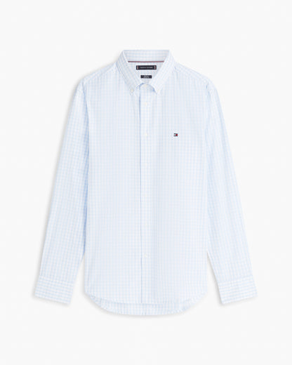 Tommy Hilfiger Flex Poplin Gingham Mens Long Sleeve Shirt - Sweet Blue/Check | CHO | Designer Mens Long Sleeve Shirts