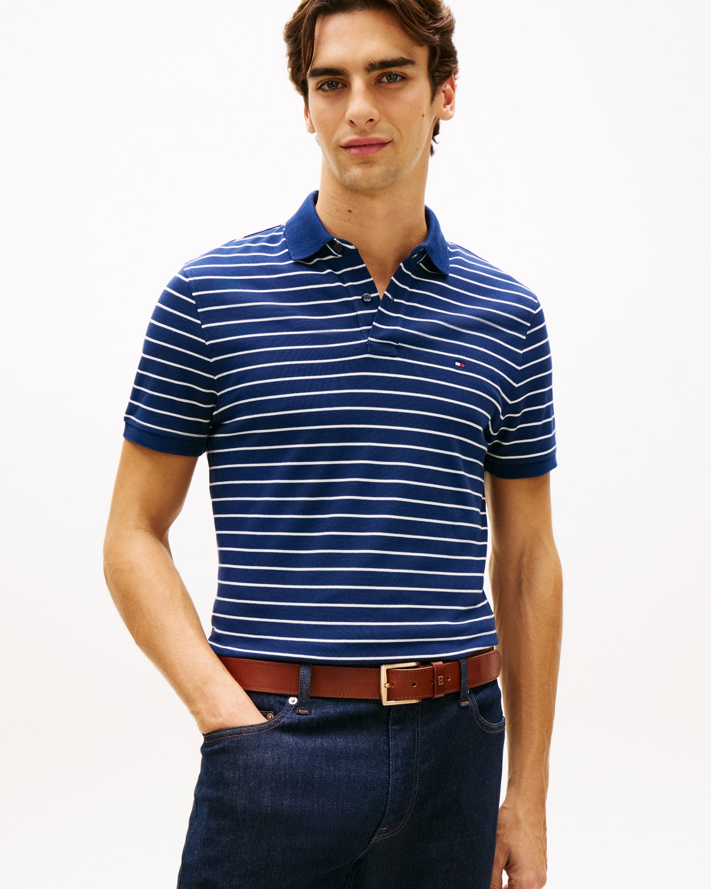 Tommy Hilfiger 1985 Regular Fit Mens Polo - Carbon Navy/Ivory Petal