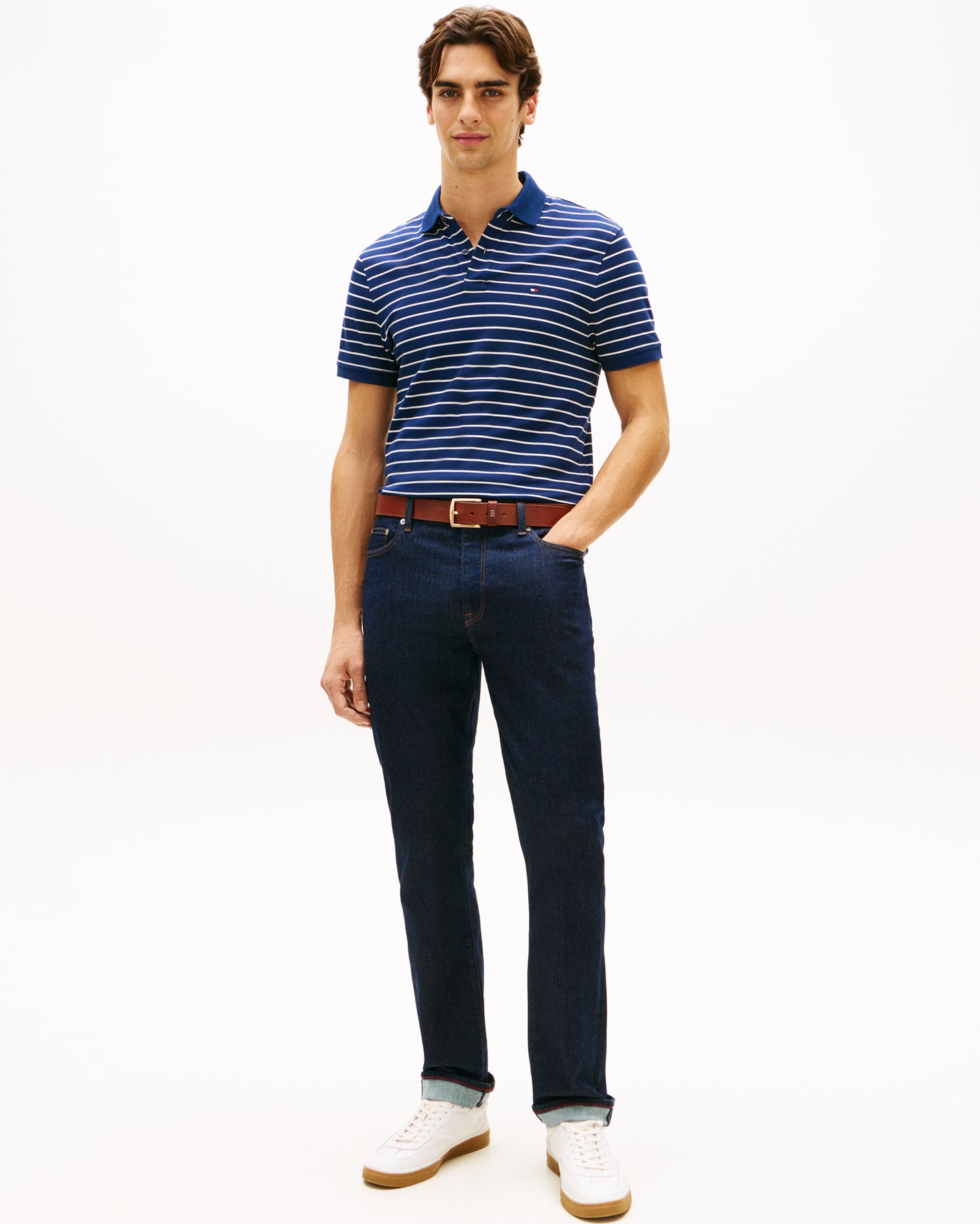 Tommy Hilfiger 1985 Regular Fit Mens Polo - Carbon Navy/Ivory Petal