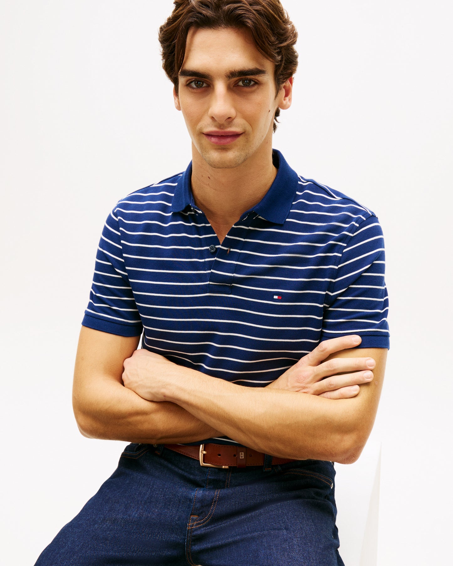 Tommy Hilfiger 1985 Regular Fit Mens Polo - Carbon Navy/Ivory Petal