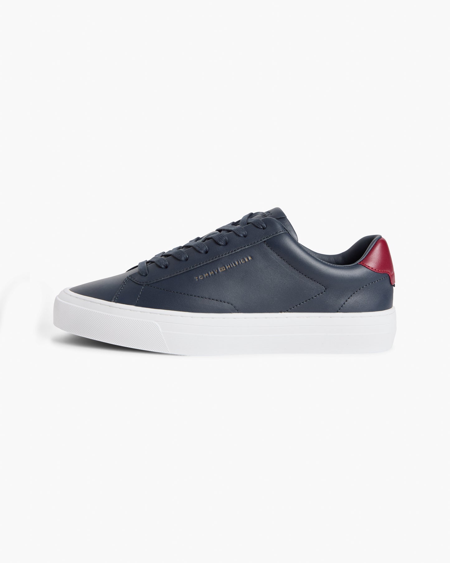 Tommy Hilfiger Premium Dress Nappa Leather Mens Cupsole Trainers - Desert Sky/Red | CHO | Designer Mens Trainers