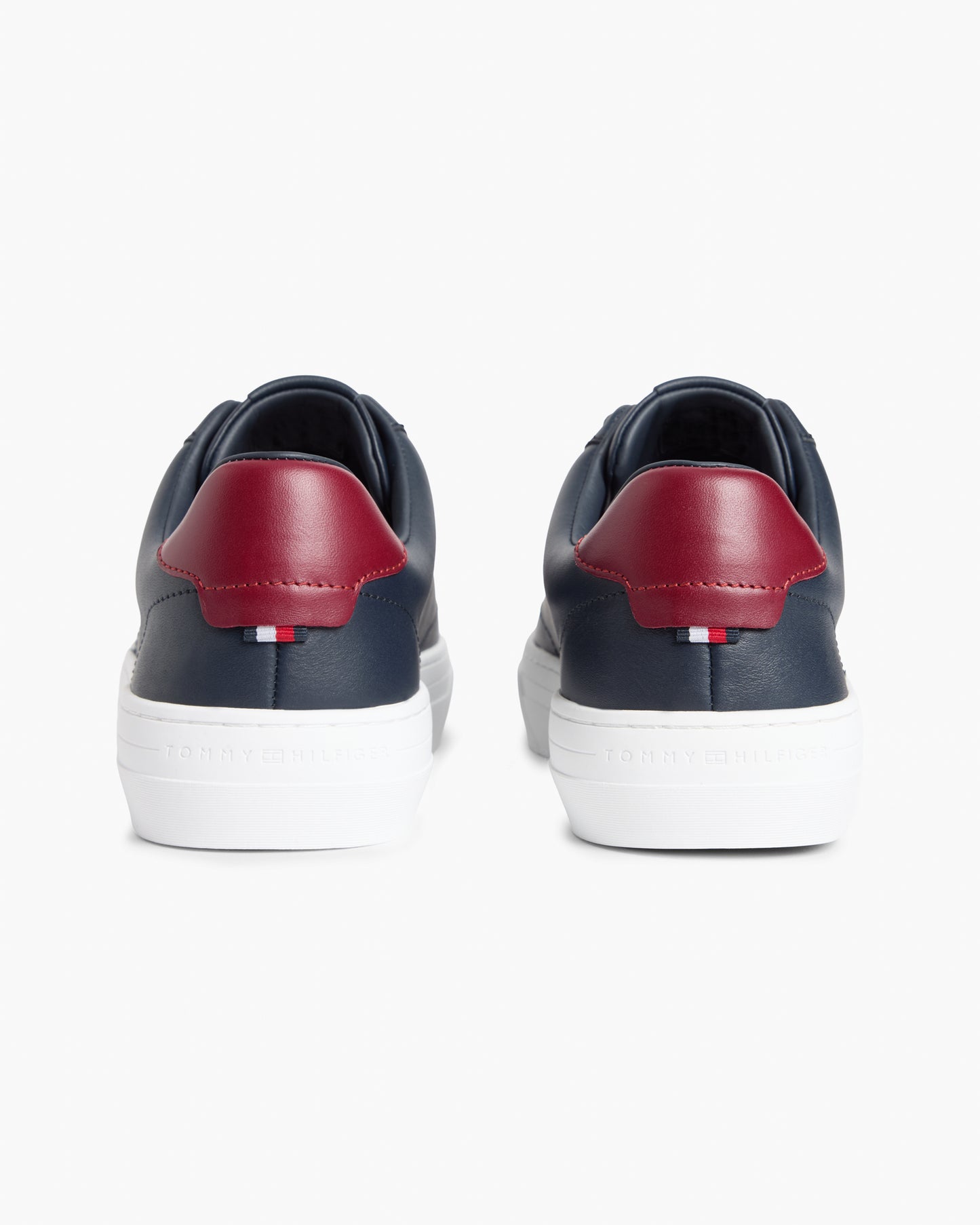 Tommy Hilfiger Premium Dress Nappa Leather Mens Cupsole Trainers - Desert Sky/Red | CHO | Designer Mens Trainers