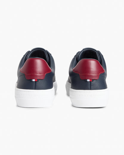 Tommy Hilfiger Premium Dress Nappa Leather Mens Cupsole Trainers - Desert Sky/Red | CHO | Designer Mens Trainers
