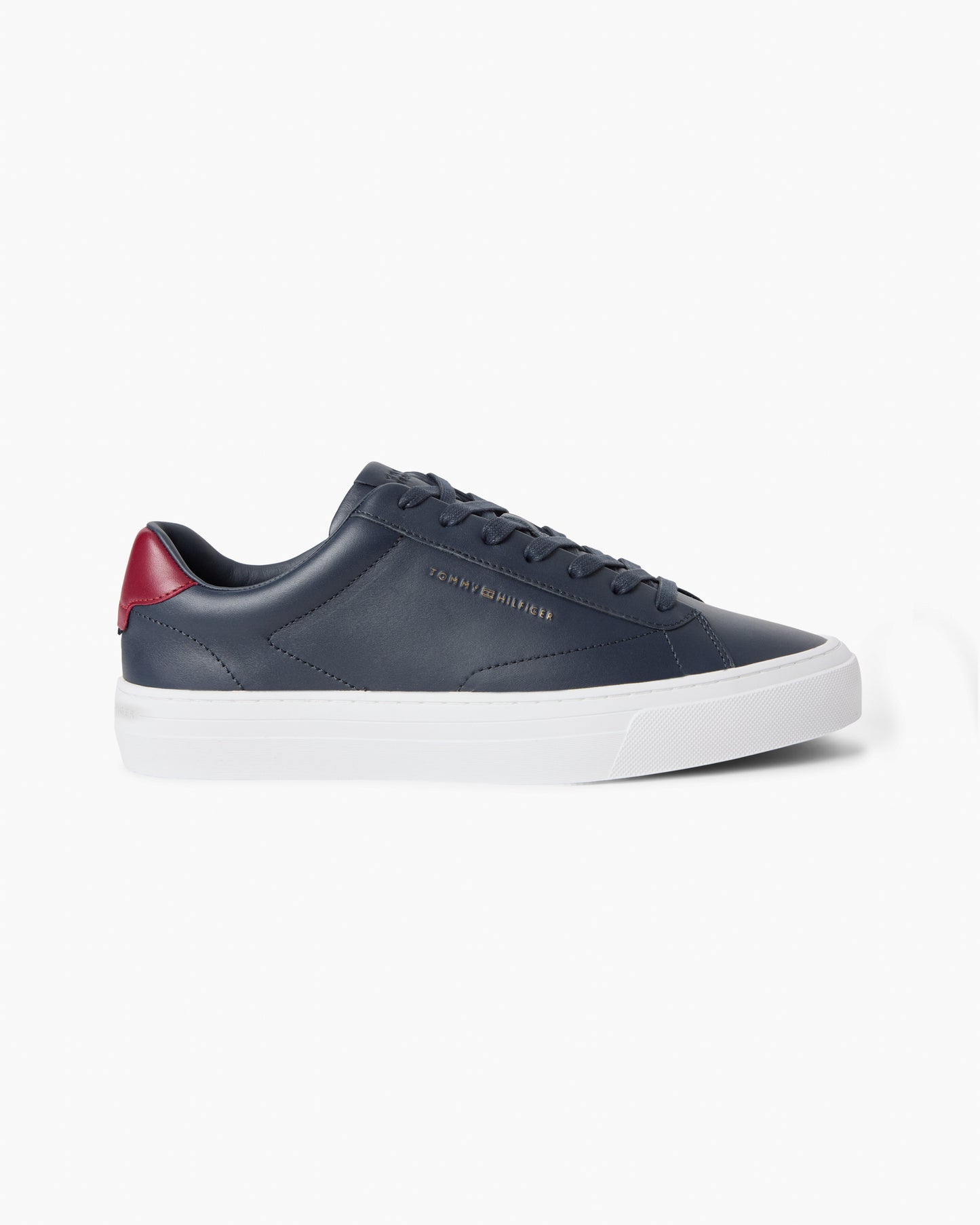 Tommy Hilfiger Premium Dress Nappa Leather Mens Cupsole Trainers - Desert Sky/Red | CHO | Designer Mens Trainers