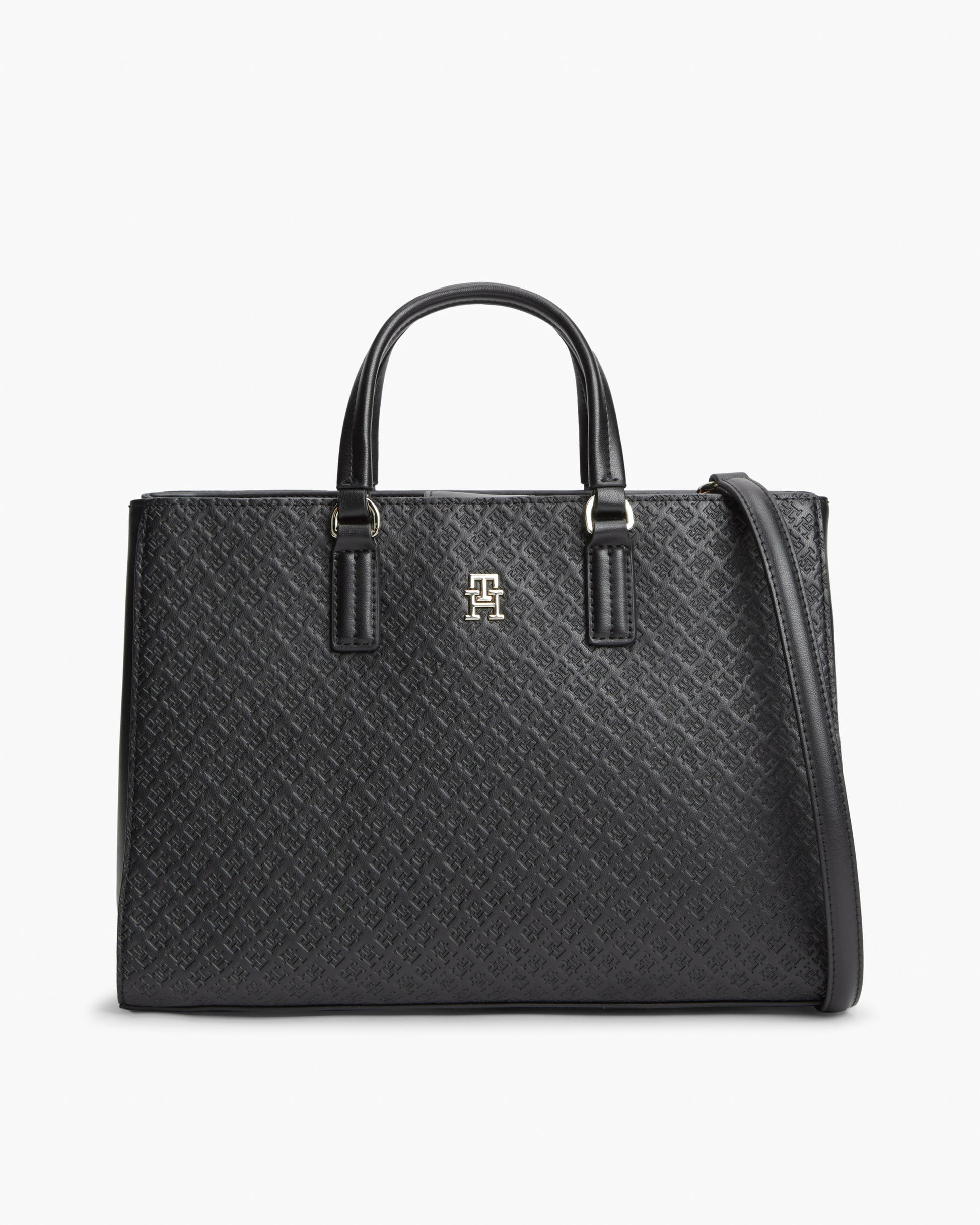 Tommy Hilfiger TH Daily Mono Womens Satchel Bag - Black | CHO | Designer Womens Shoulder Bags