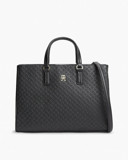 Tommy Hilfiger TH Daily Mono Womens Satchel Bag - Black | CHO | Designer Womens Shoulder Bags