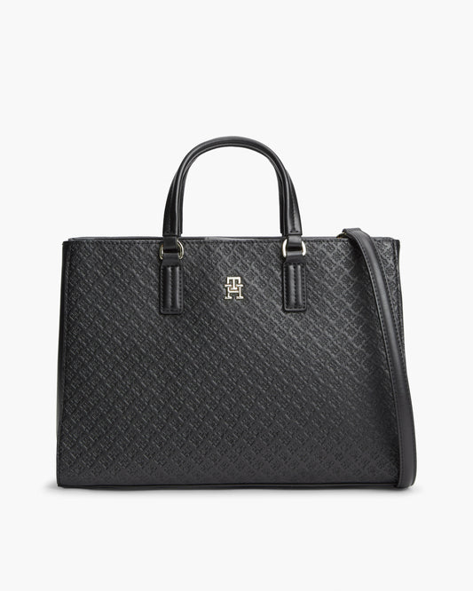 Tommy Hilfiger TH Daily Mono Womens Satchel Bag - Black | CHO | Designer Womens Shoulder Bags