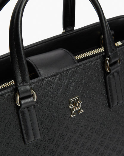 Tommy Hilfiger TH Daily Mono Womens Satchel Bag - Black | CHO | Designer Womens Shoulder Bags