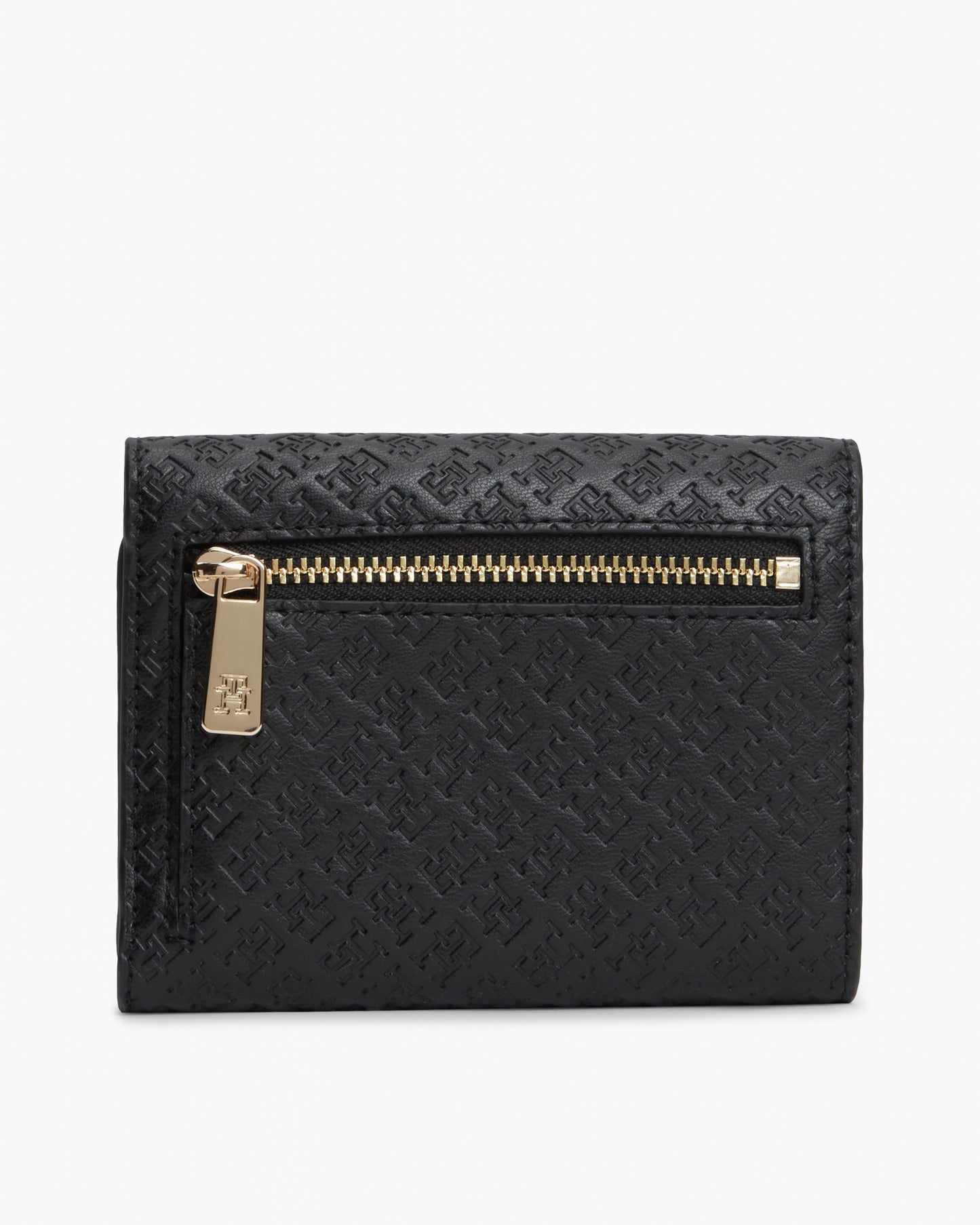 Tommy Hilfiger TH Icon Mono Womens Trifold Wallet - Black | CHO | Designer Womens Wallets & Purses