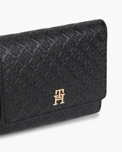 Tommy Hilfiger TH Icon Mono Womens Trifold Wallet - Black | CHO | Designer Womens Wallets & Purses