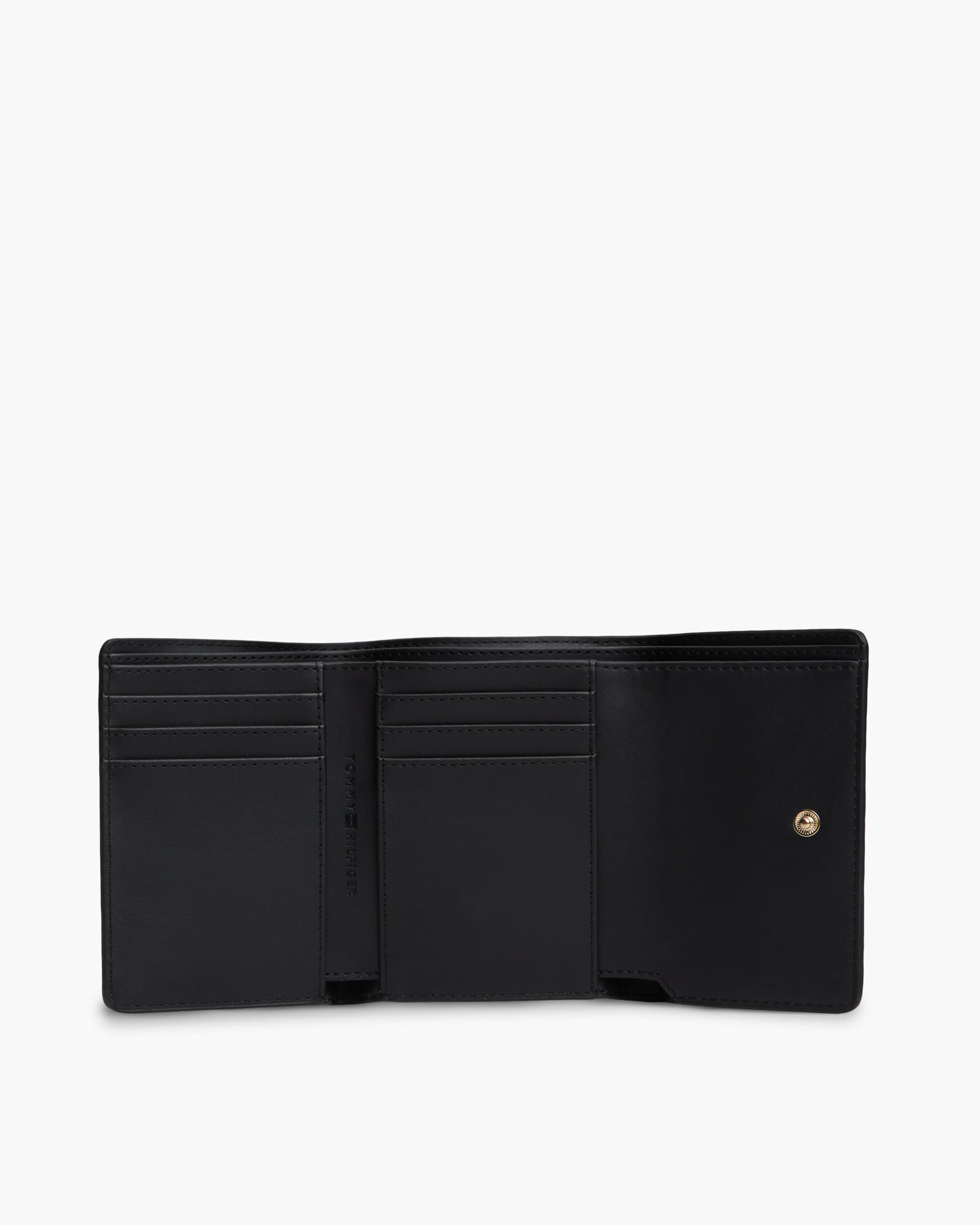 Tommy Hilfiger TH Icon Mono Womens Trifold Wallet - Black | CHO | Designer Womens Wallets & Purses