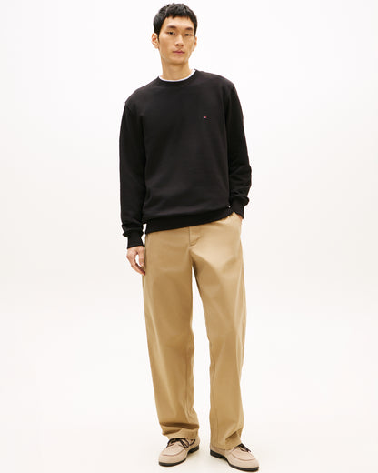 Tommy Hilfiger Essential Mens Terry Cotton Crew Neck - Black | CHO | Designer Mens Sweatshirts