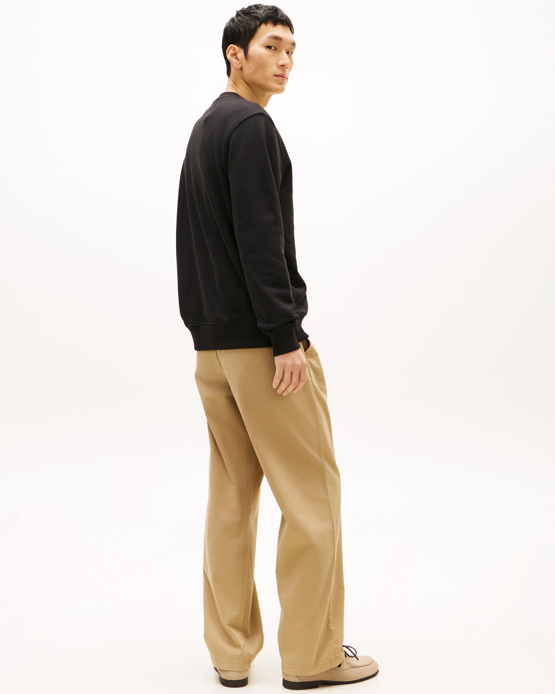 Tommy Hilfiger Essential Mens Terry Cotton Crew Neck - Black | CHO | Designer Mens Sweatshirts