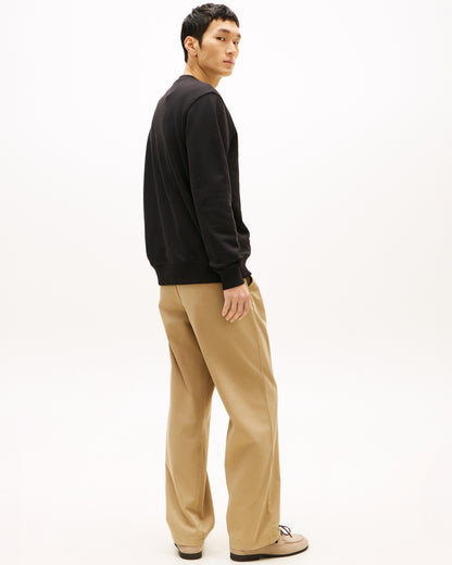 Tommy Hilfiger Essential Mens Terry Cotton Crew Neck - Black | CHO | Designer Mens Sweatshirts