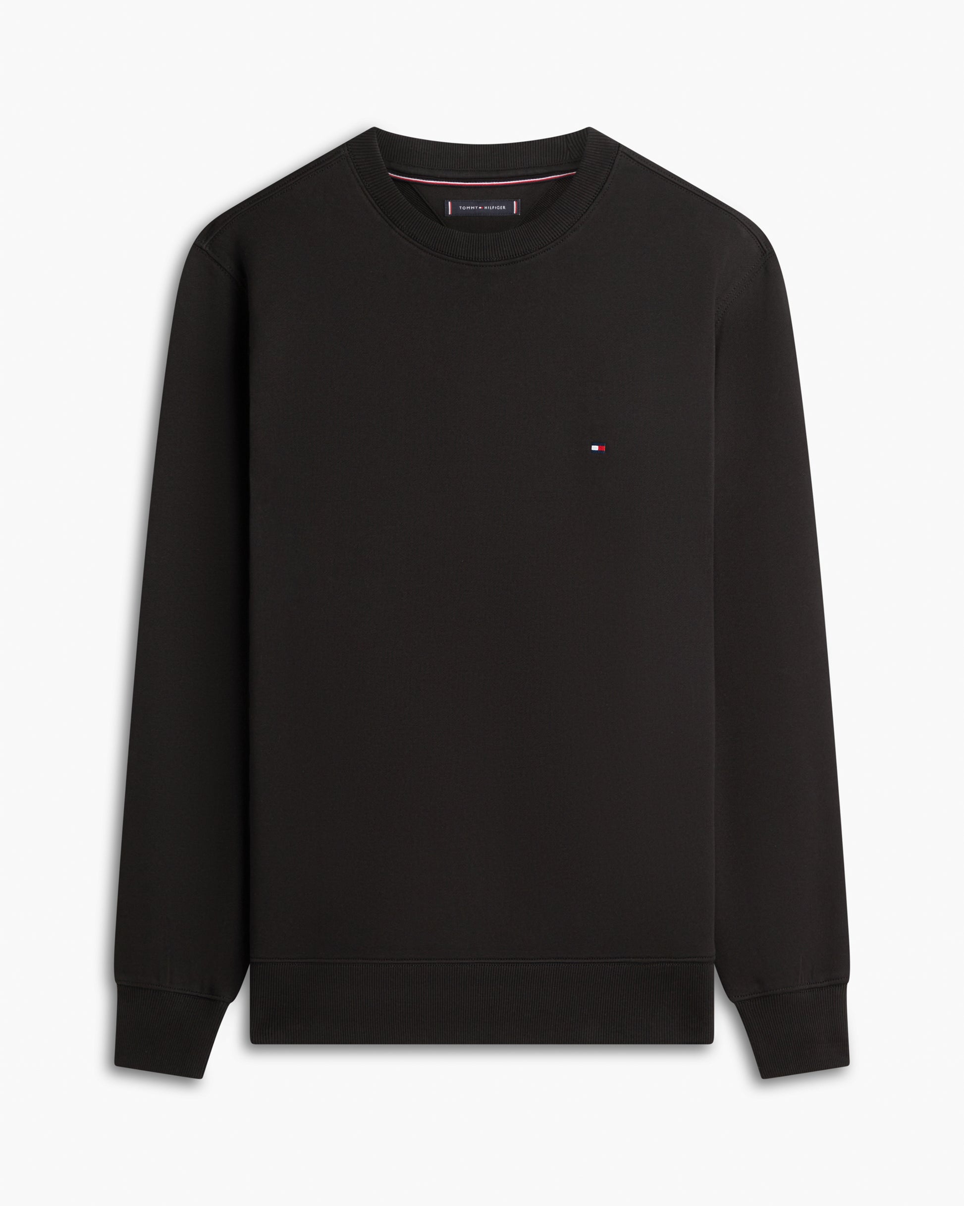 Tommy Hilfiger Essential Mens Terry Cotton Crew Neck - Black | CHO | Designer Mens Sweatshirts