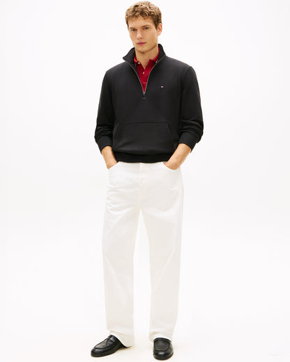 Tommy Hilfiger Essential Terry 1/4 Zip Mens Sweatshirt - Black | CHO | Designer Mens Sweatshirts