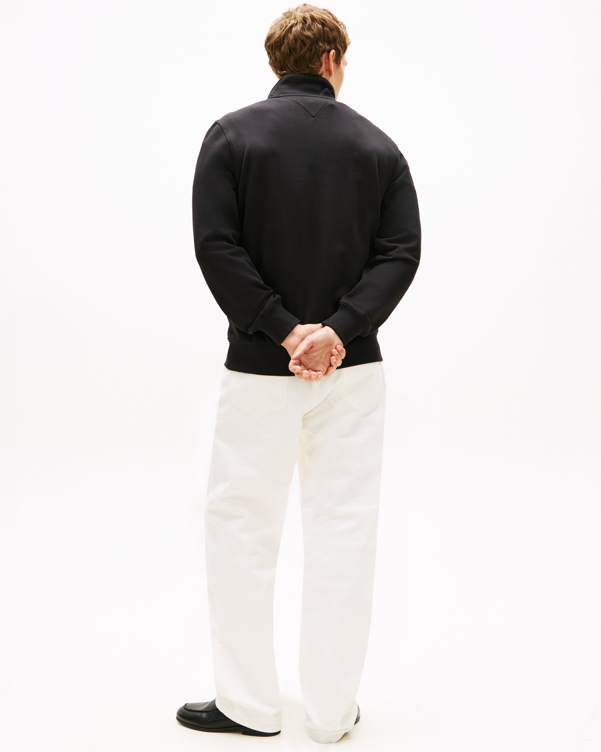 Tommy Hilfiger Essential Terry 1/4 Zip Mens Sweatshirt - Black | CHO | Designer Mens Sweatshirts