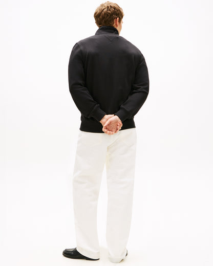 Tommy Hilfiger Essential Terry 1/4 Zip Mens Sweatshirt - Black | CHO | Designer Mens Sweatshirts