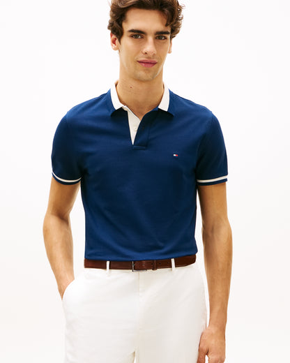 Tommy Hilfiger Contrast Collar Block Regular Fit Mens Polo - Carbon Navy