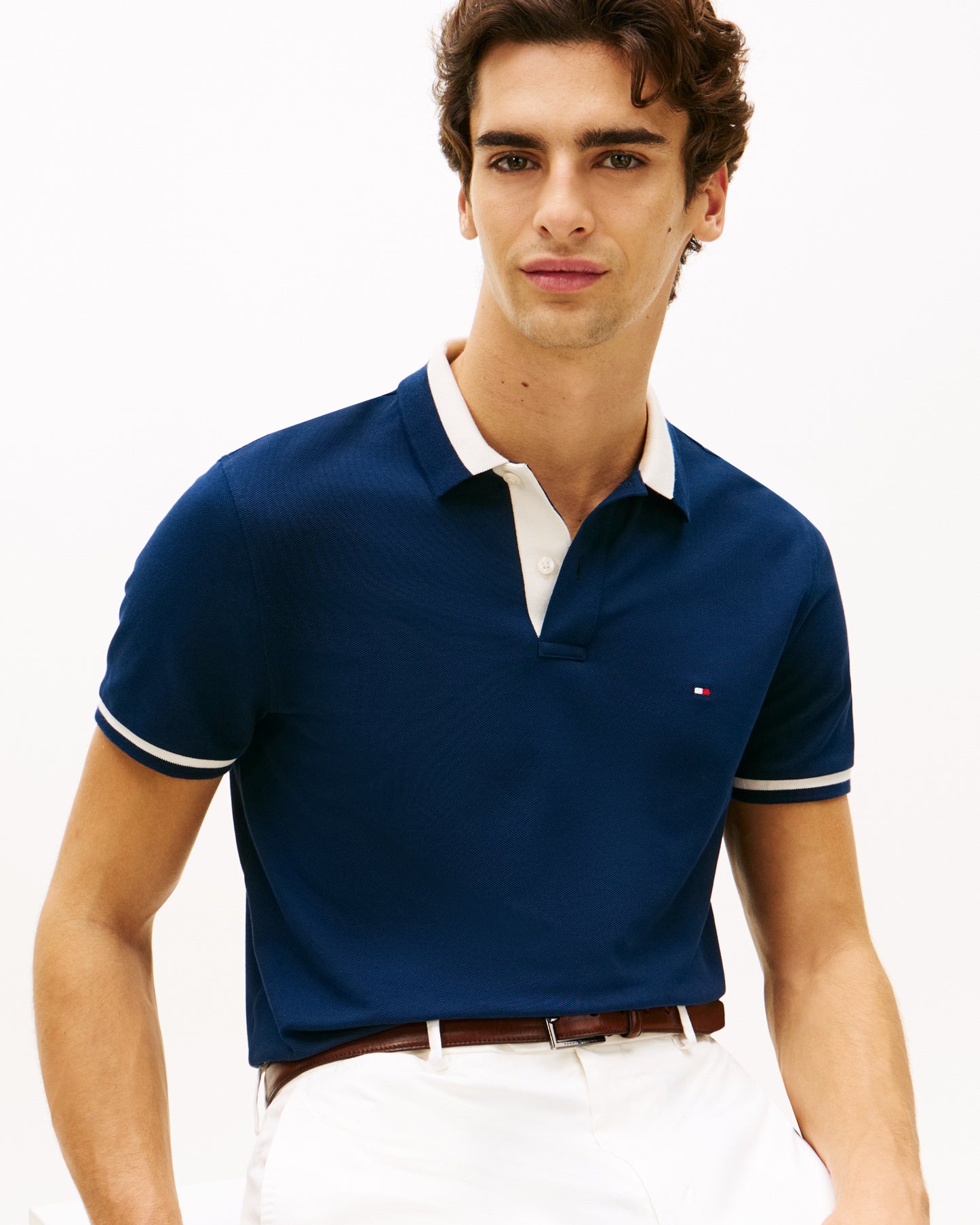 Tommy Hilfiger Contrast Collar Block Regular Fit Mens Polo - Carbon Navy
