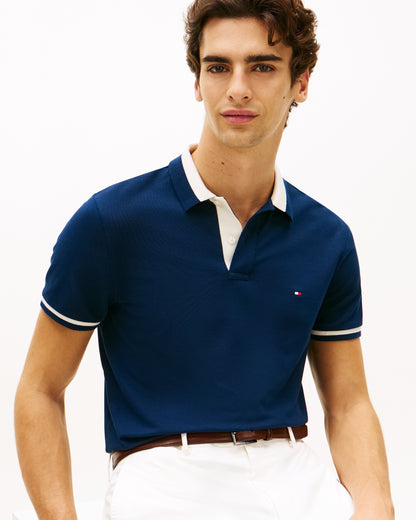Tommy Hilfiger Contrast Collar Block Regular Fit Mens Polo - Carbon Navy