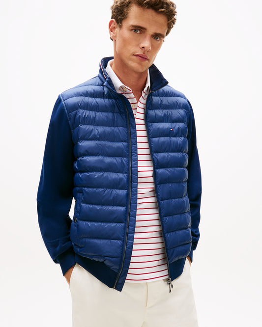 Tommy Hilfiger Essential RWB Mixed Media Mens Stand Collar Jacket - Carbon Navy