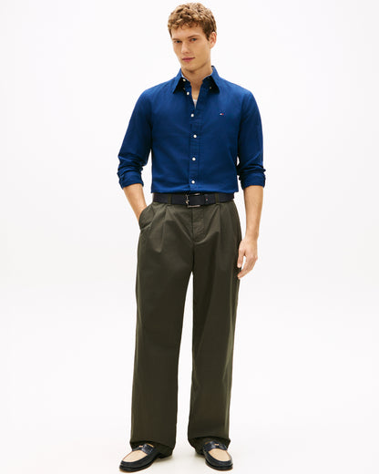 Tommy Hilfiger Linen Blend Solid Mens Long Sleeve Shirt - Carbon Navy