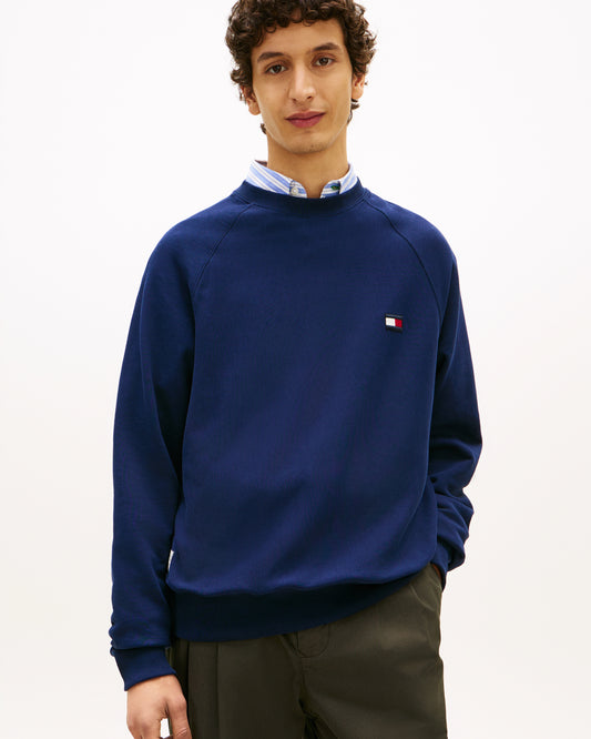 Tommy Hilfiger Tommy Flag Elevated Mens Sweatshirt - Carbon Navy | CHO | Designer Mens Sweatshirts