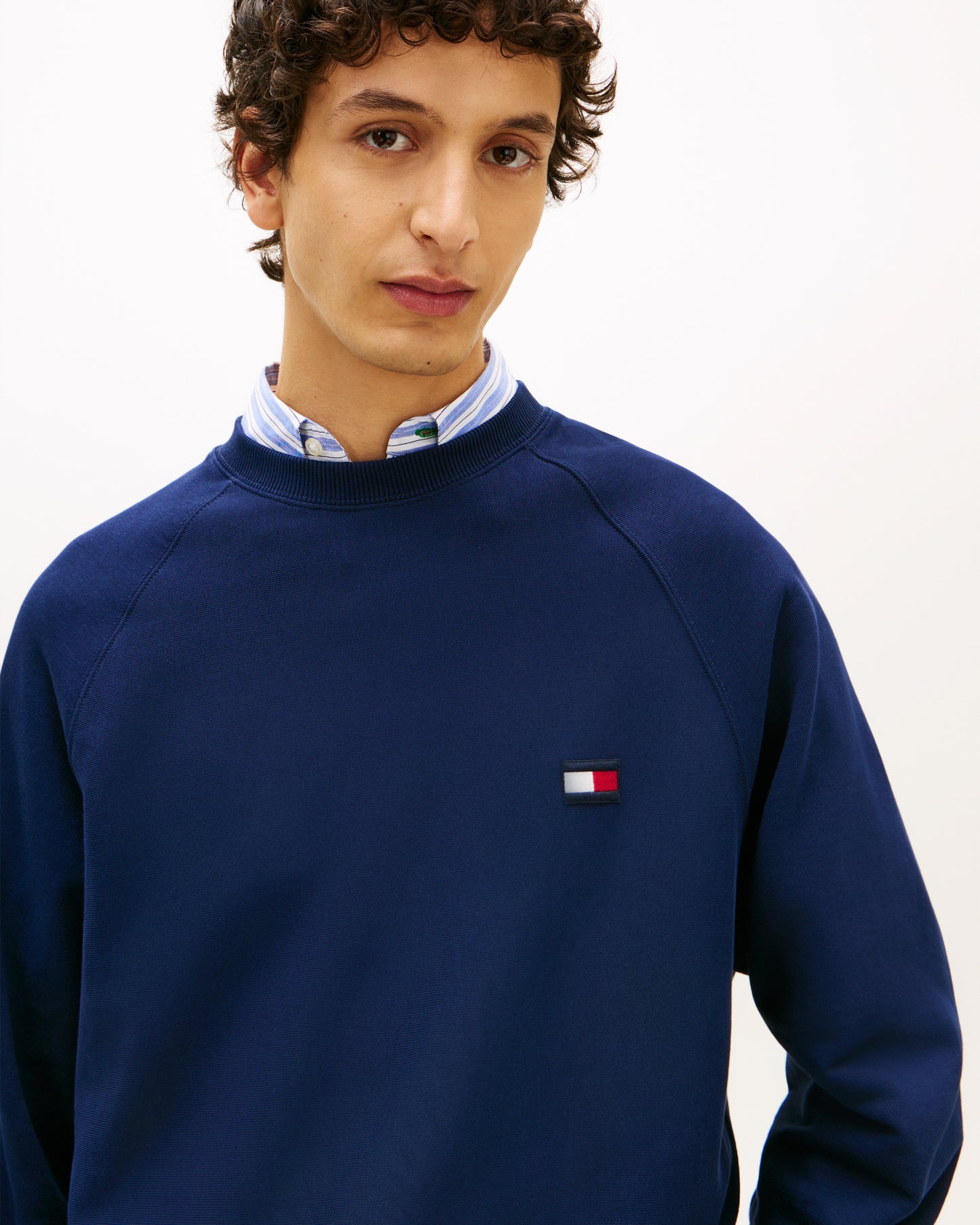 Tommy Hilfiger Tommy Flag Elevated Mens Sweatshirt - Carbon Navy | CHO | Designer Mens Sweatshirts